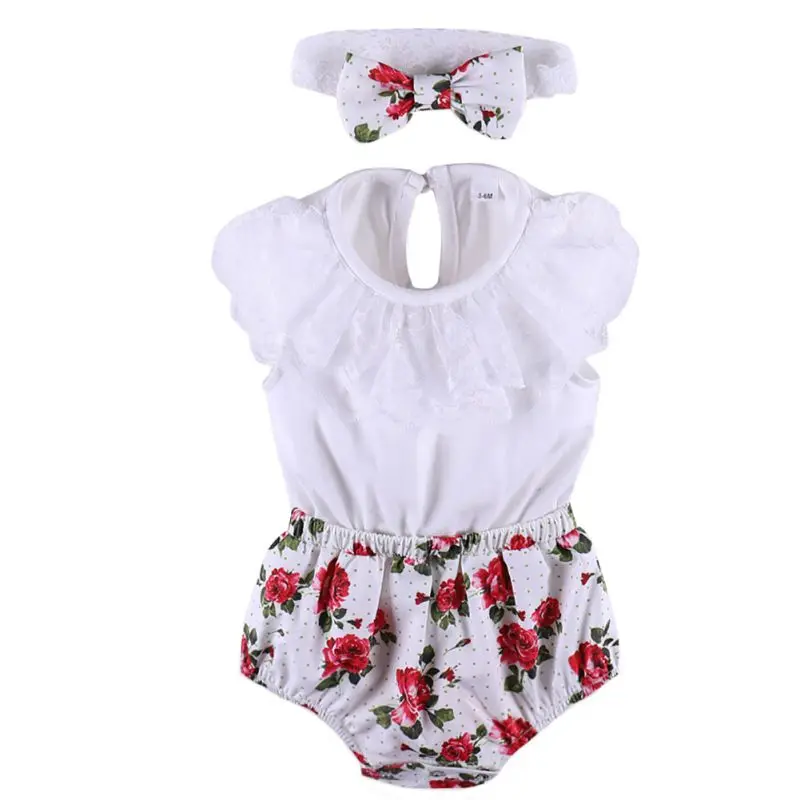 Baby Girl Clothes Newborn Children Clothing Set Sweet Triangle Romper+Cute Headband 2pcs Outfit Baby Infantil Clothing