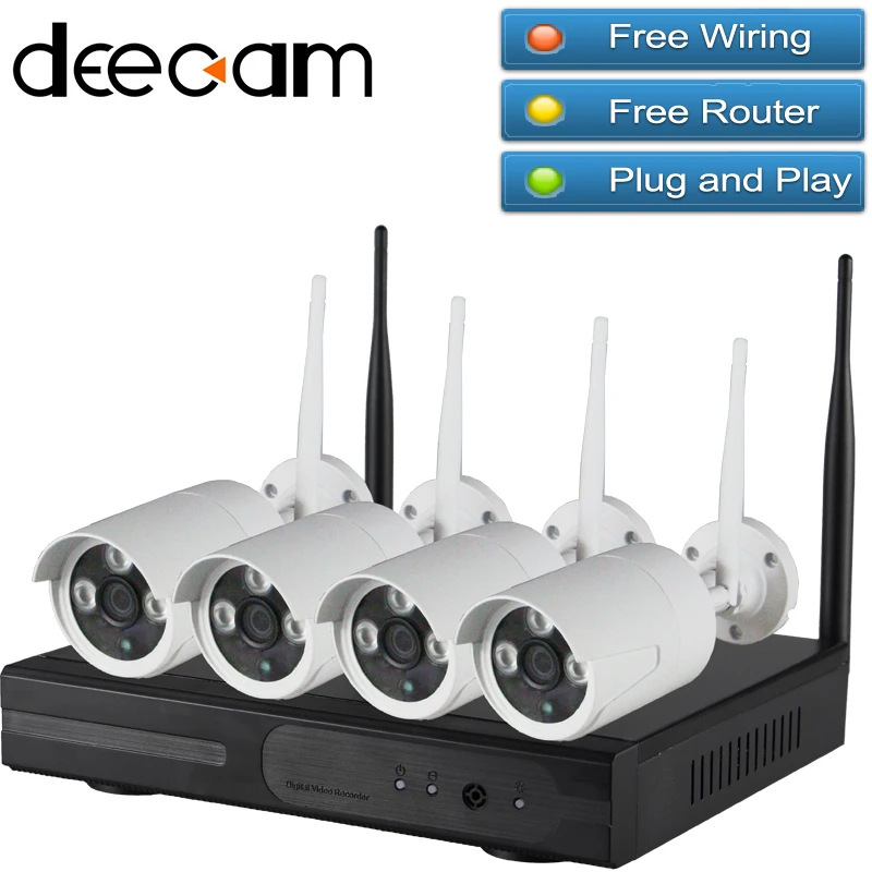 Deecam 4CH IR HD Home Security Wifi Wireless IP Camera System 720P Outdoor Wifi Cameras Set Video NVR Surveillance CCTV KIT