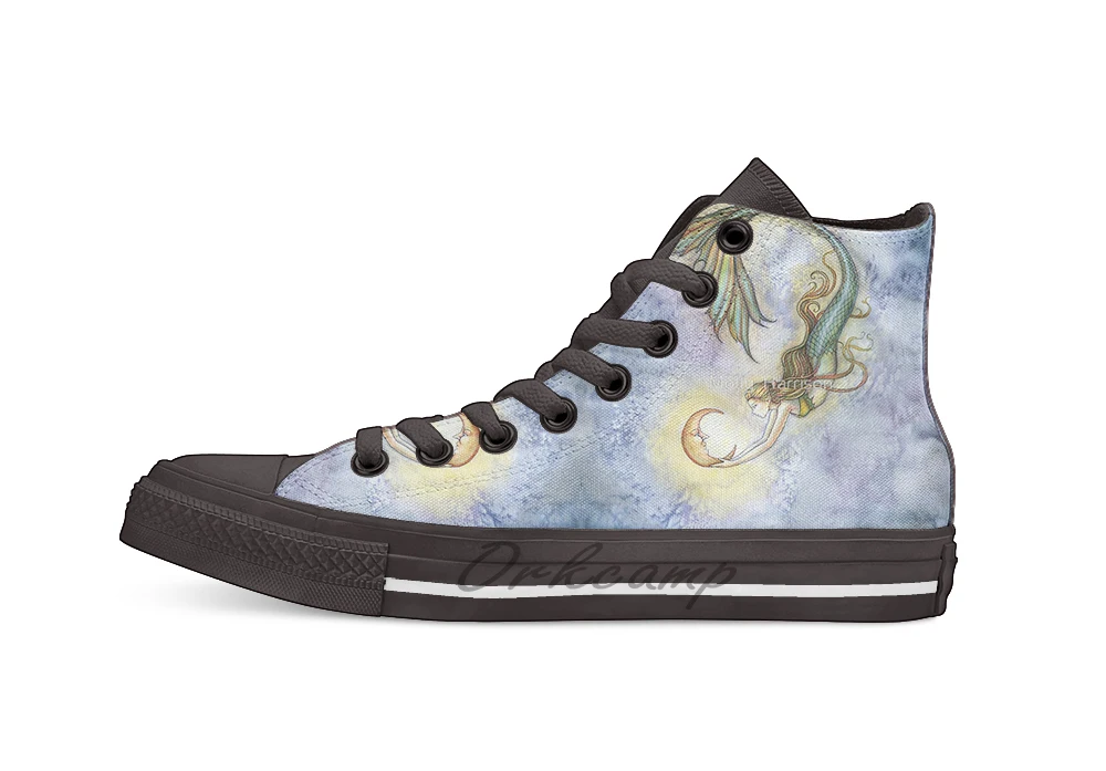 

Deep Sea Moon Mermaid Fantasy Art Illustration Unisex High Top Canvas flat Casual Custom shoes Drop Shipping