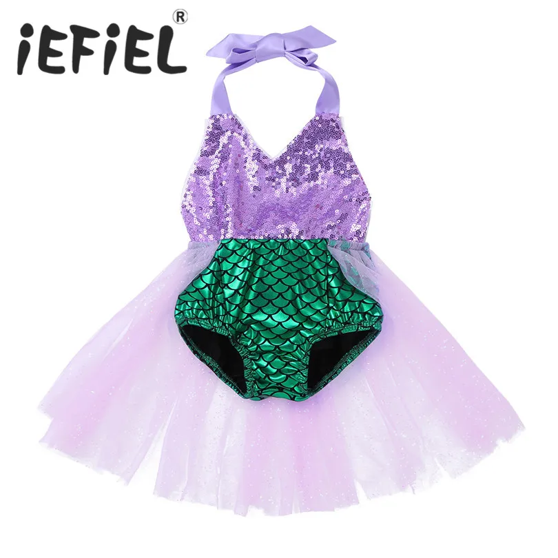 

iEFiEL New Arrival Toddler Newborn Infant Baby Girls Dresses Halter Scales Printed Sequined Swimsuit One-piece Bathing Suit