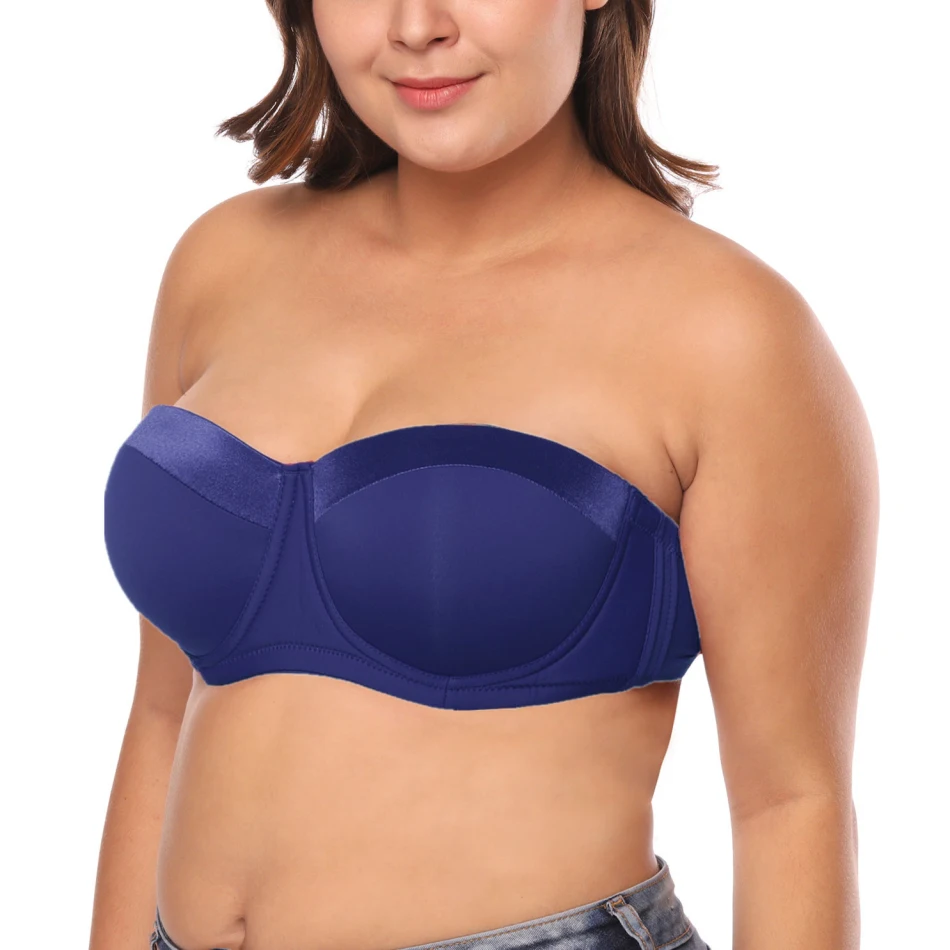 Women Strapless Bra Plus size for Large Bust 34-46 C/D/DD/E Half Cup Multiway Balconette Bra JM059