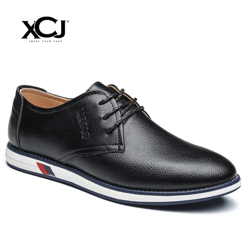 

Men Casual Shoes Brand Men Shoes Men Sneakers Split Leather Spring Autumn Men Flats Lace up Hight Quality Plus Big Size XCJ