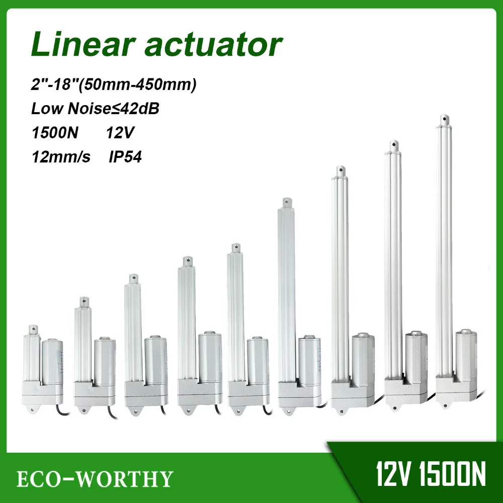 

New 1500N Linear Actuator 50mm-450mm 12mm/s IP54 Mute Design Waterproof