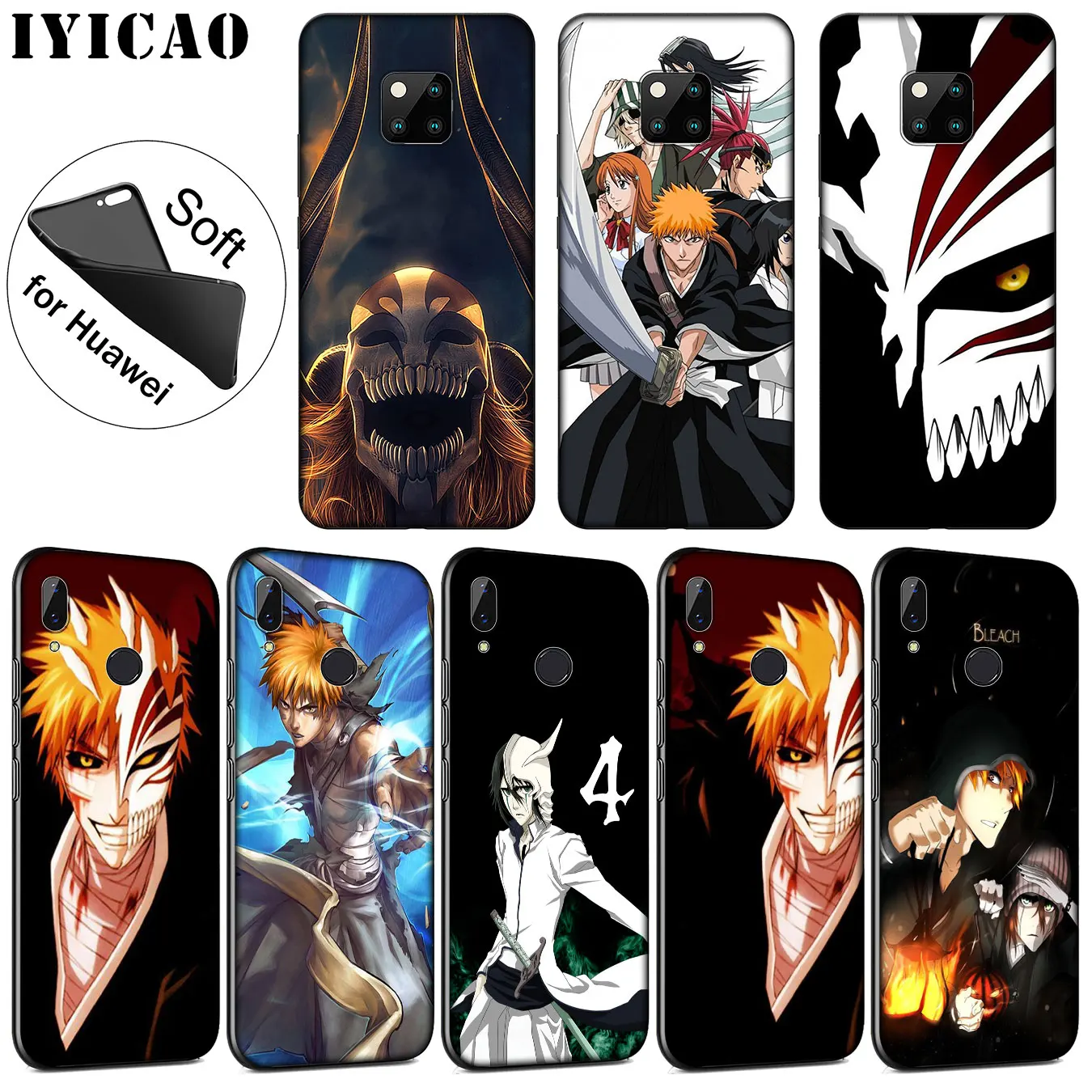 

IYICAO Bleach Soft Silicone Phone Case for Huawei Nova 3i 3 2i TPU Cases for Huawei Mate 20 10 Pro Lite Cover