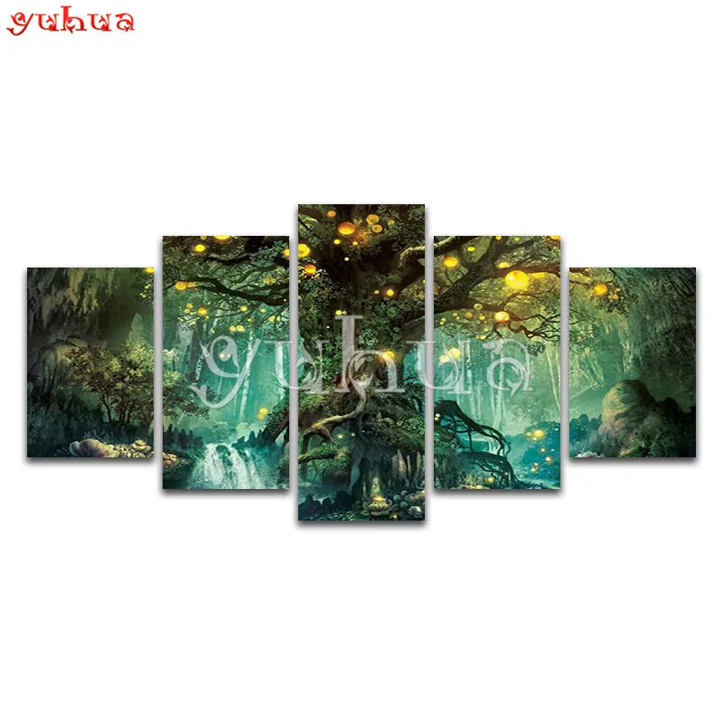 

5 Pcs Multi-picture 5D DIY Diamond painting Cross stitch Cartoon Square Diamond embroidery tree Full Diamond mosaic Magic fruit