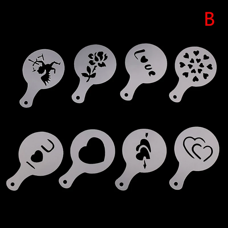 

8pcs/set Heart Love Coffee Stencil Latte Art Stencil Popular 8* Valentine Xmas Cake Cappuccino Stencils Cookie Latte Coffee Mold