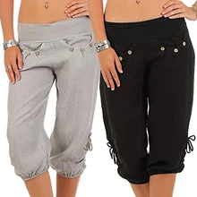 NIBESSER, женские летние однотонные шорты-шаровары, свободные брюки до колена, женские мягкие Капри с эластичной резинкой на талии размера плюс 3XL