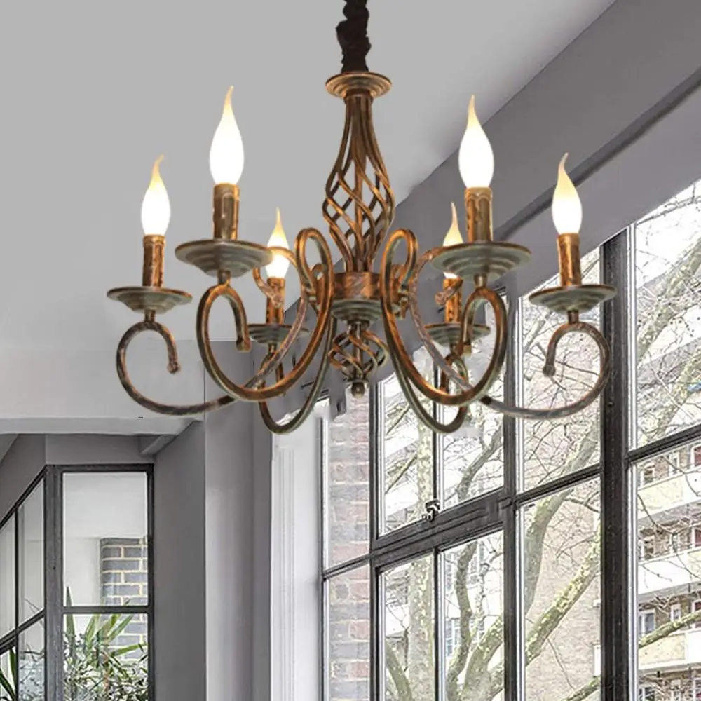 Rustic Chandelier 6 Lights Metal In Antique Bronze Farmhouse Lights Metal In Antique Bronze