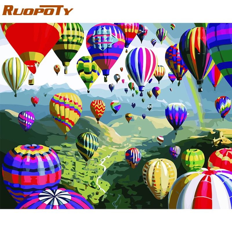 

RUOPOTY Frame Color Balloon DIY Painting By Numbers Kit Handpainted Oil Painting Modern Wall Art Picture For Home Decor 40x50cm