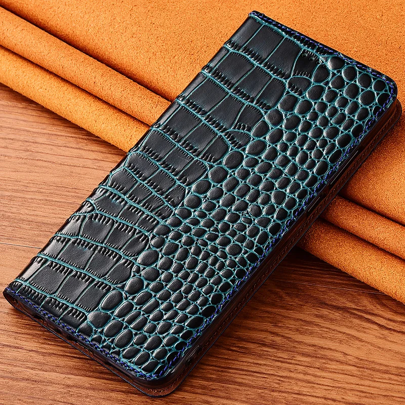 Чехол для телефона с текстурой крокодила для Xiaomi Redmi 4 Pro 4A 4X5 5A Plus из натуральной воловьей кожи с откидной крышкой и подставкой, чехол для телефона, сумка - Цвет: Синий