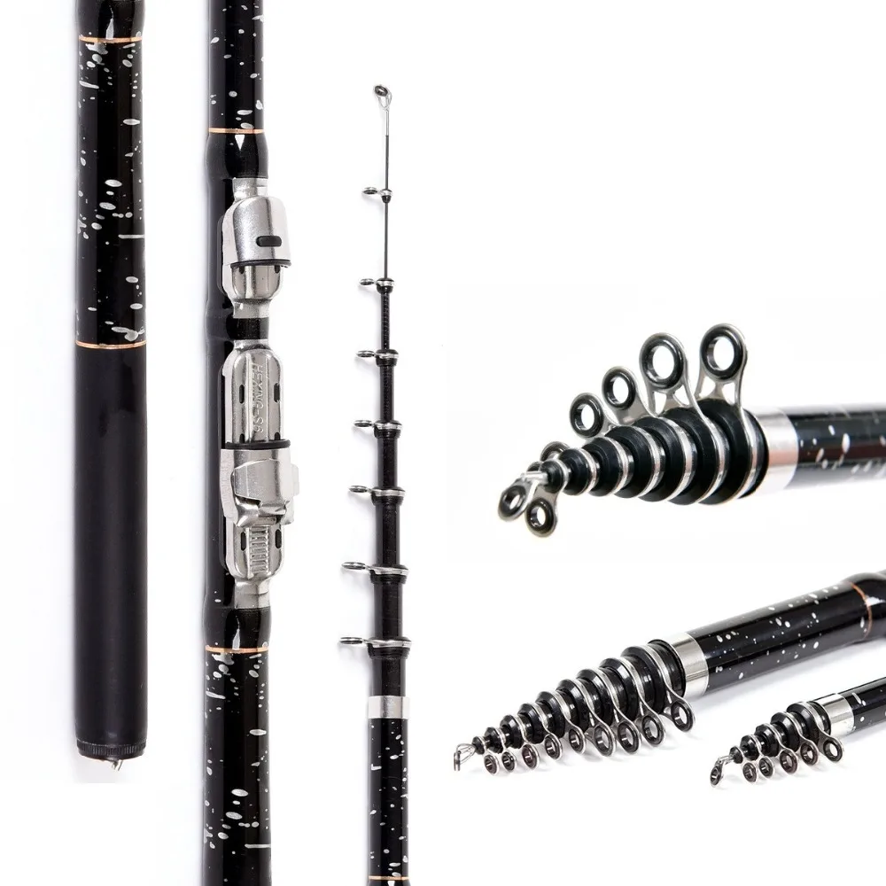 

BlackHawk II Carbon Casting Spinning Fishing Rod ML/M/MH Action Portable Telescopic Fishing Rod with 4-28g Lure Weight