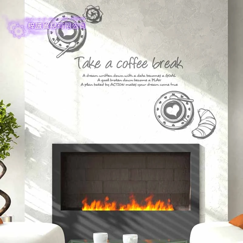 Coffee Sticker Food Croissant Decal Cafe Poster Vinyl Art Wall Decals Pegatina Quadro Parede Decor Mural Coffee Sticker
