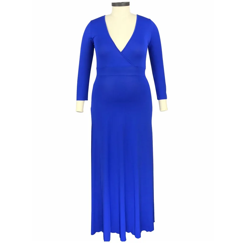 Большой размер длинная туника офисное платье осень винтажное три четверти сексуальное размера плюс женская одежда Подиум синий vestido de festa - Цвет: royalblue