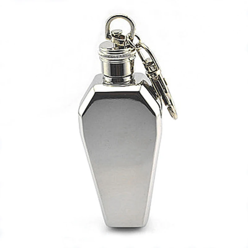 1 oz Stainless Steel Portable Outdoor Mini Keychain Elongated Hexagonal