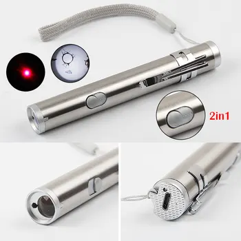 

USB Rechargeable Stainless Steel 2in1 Multifunction Mini USB LED Laser Light Torch Pen Flashlight Waterproof Design LED Lamp