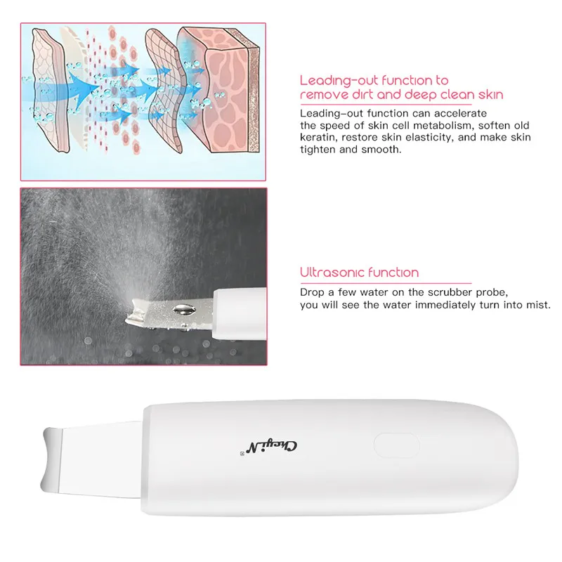 Перезаряжаемая ультразвуковая щетка для кожи лица Очиститель пор шелушение вибрации грязи акне удаления угрей уход за лицом лифтинг отбеливание