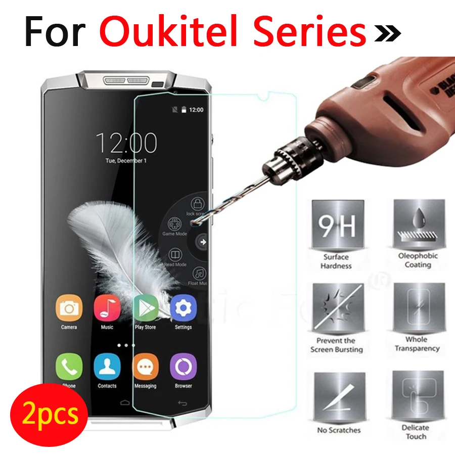 

2 Pcs For Oukitel K 10000 Tempered Glass For Oukitel U7 U15 Pro K6000 K10000 C4 9H 2.5D High Quality Screen Protector Film Case