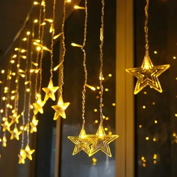 

3.5m 96 Star Curtain Light Strings Christmas Light Decorations Waterproof String Lights Wedding Decorations for Home Led String