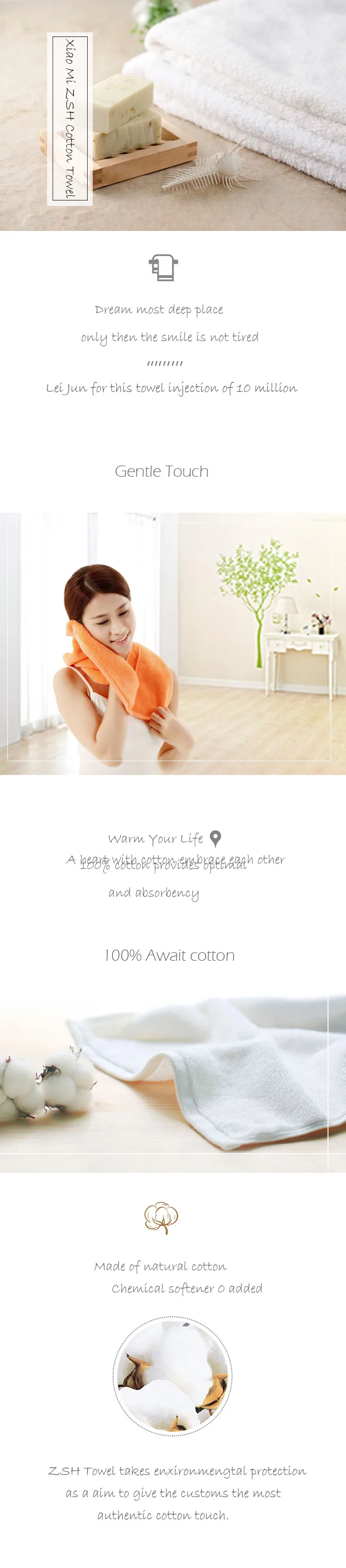 Updated Xiaomi ZSH Polyegiene Antibacterical Towel Young Series 100% Cotton 5 Colors Highly Absorbent Bath Face Hand Towel