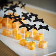 50 шт. пользовательские цвета Еда выбирает для бар вечерние черный бант выбирает, вечерние Мальчик Человек/Гей вечерние торт Toppers Декор Еда выбирает