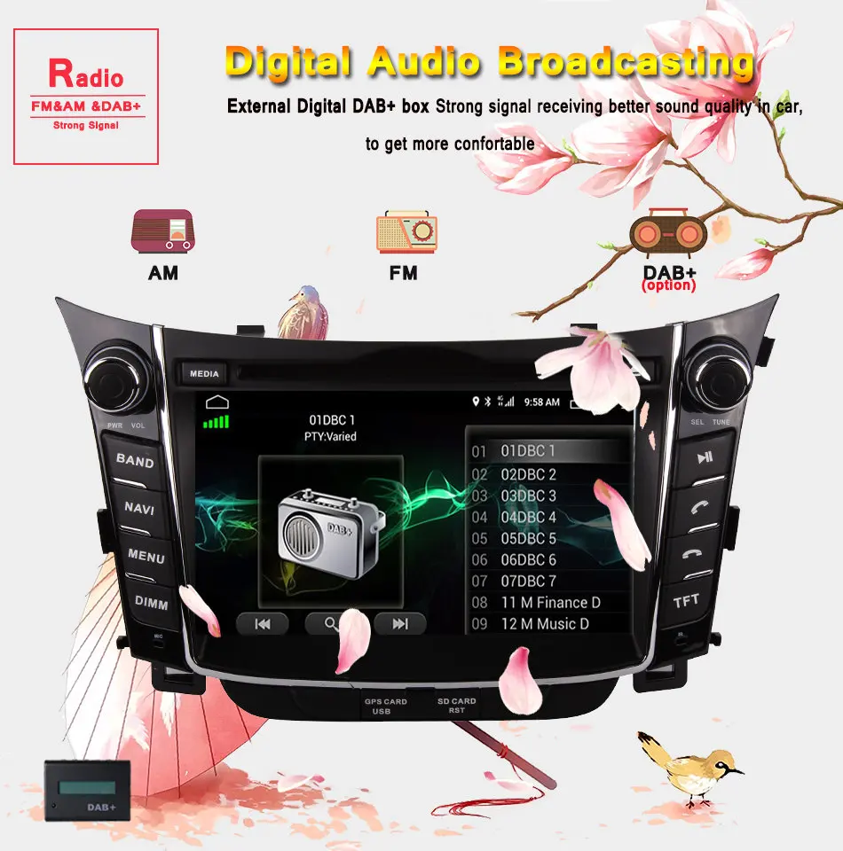 Perfect 7" ips HD screen Android 9.0 4gb ram Car Auto Stereo Radio FM Audio Video pc music unit gps monitor For Hyundai I30 map cam wifi 11