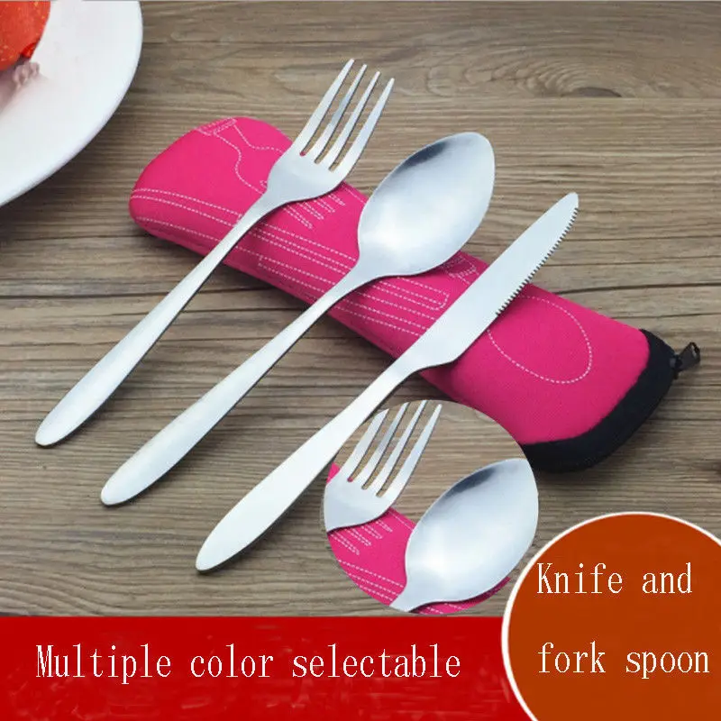 

3Pcs Stainless Steel Fork Cutlery Set Portability Of Outdoor Travel Folding Spoon Fork Knife Cutlery Tableware Dinnerware Set