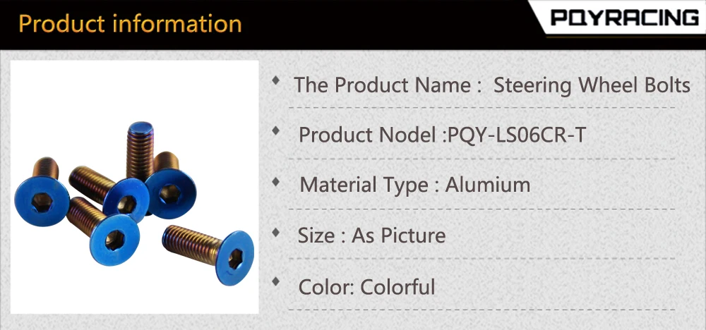 PQY-6 шт./лот сгоревшие титановые болты рулевого колеса подходят для многих рулевых колес работает Bell Boss Kit PQY-LS06CR-T
