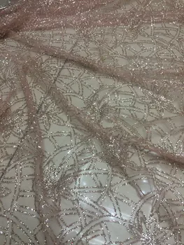 

good looking african glued glitter lace fabric high quality SH-171 nigerian mesh lace