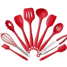 Силиконовые Кухонные принадлежности 10 шт. антипригарная сковорода набор кухонных тортов Инструменты для выпечки набор посуды щетка ложка тюнер