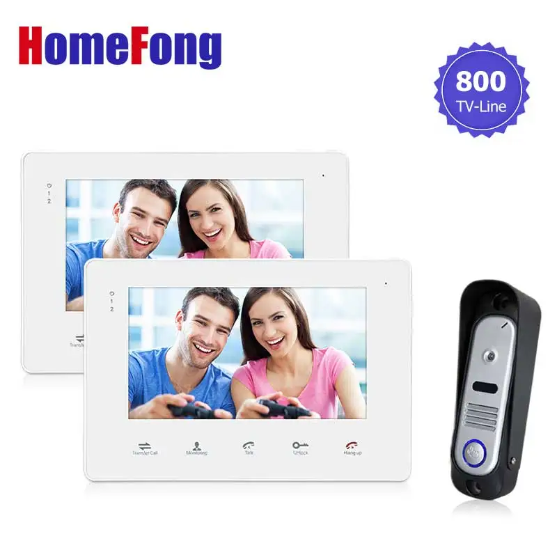 

Homefong7 Inch Color Video Door Phone 2 Monitor Recording Doorbell Intercom System with Camera Dual-way Talk Night Vision 800TVL