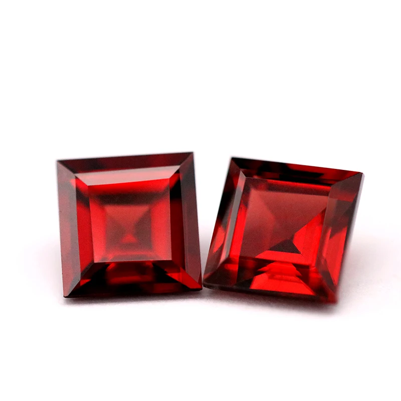 Gemstone Natural Deep Red Garnet for Jewelry 7X7mm10pcs High Quality Square Cut Losse Gemstones Support for DIY Design