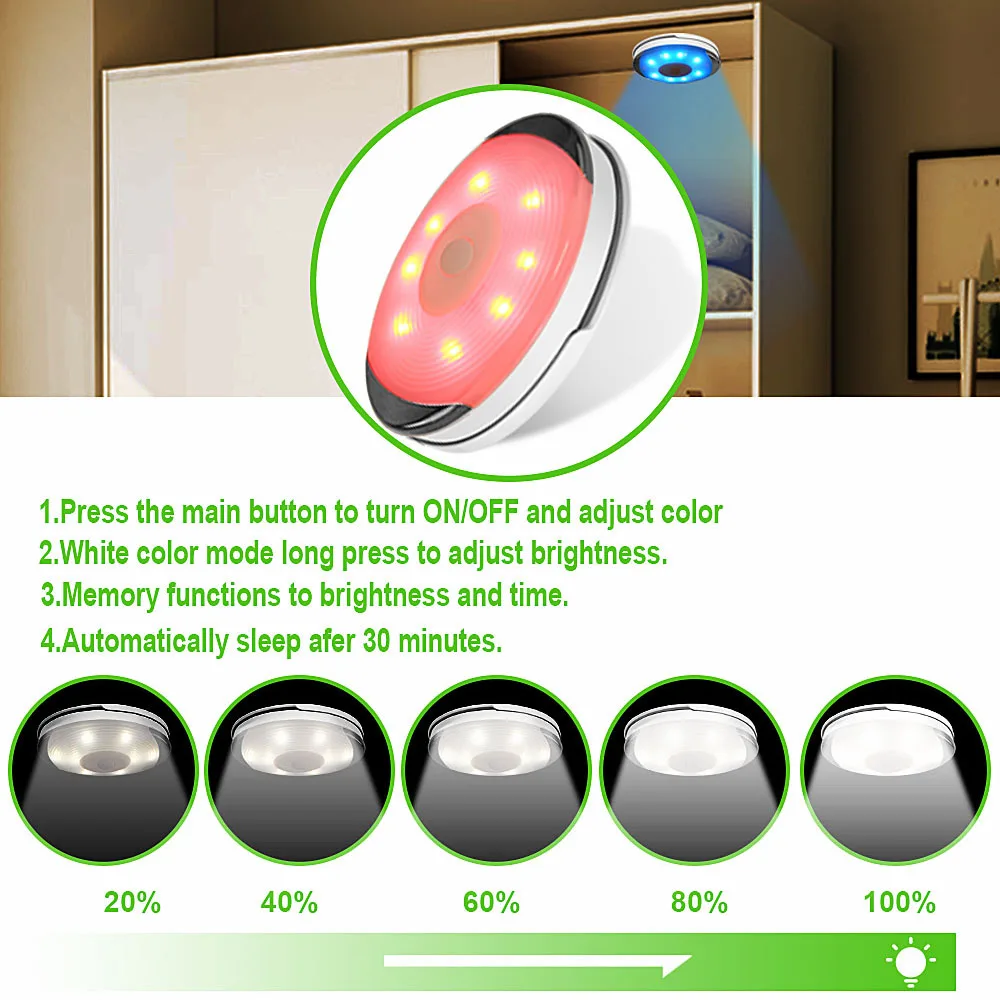 Беспроводной сенсорный датчик Светодиодная подсветка под шкаф кухонный светодиодный шкаф с батареей/шкаф шайба светильник с контроллером затемняемый ночник