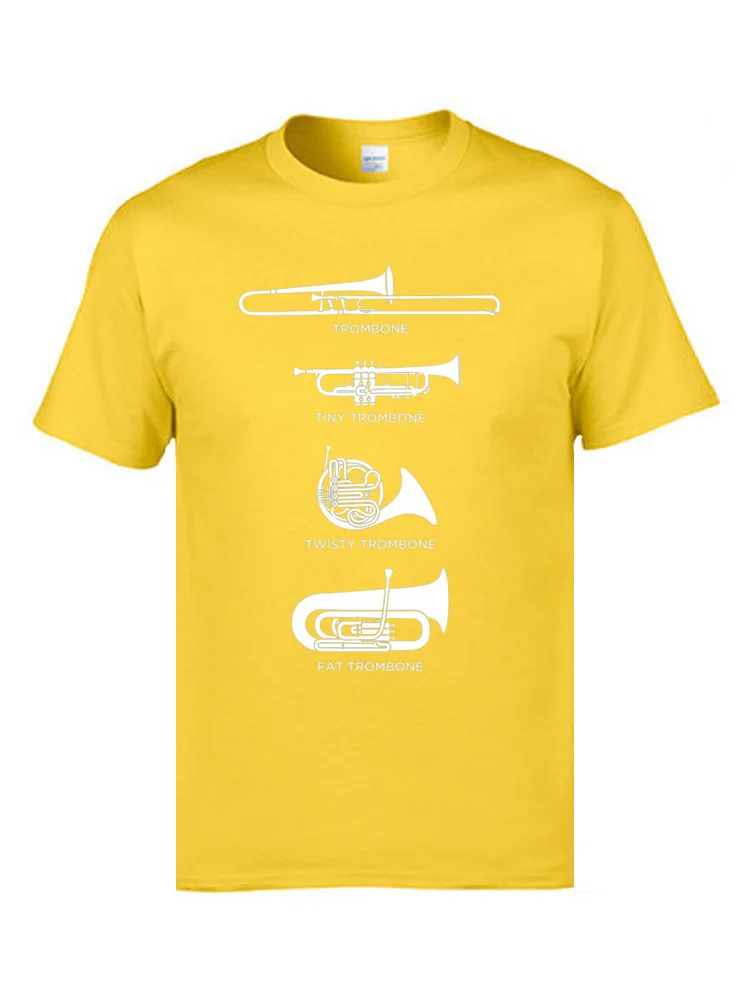 Simple Style Tops Shirt Faddish Crewneck Group Short Sleeve All Cotton Student Tshirts Printing Tops Tees Top Quality Funny Types Of Trombone 13034 yellow