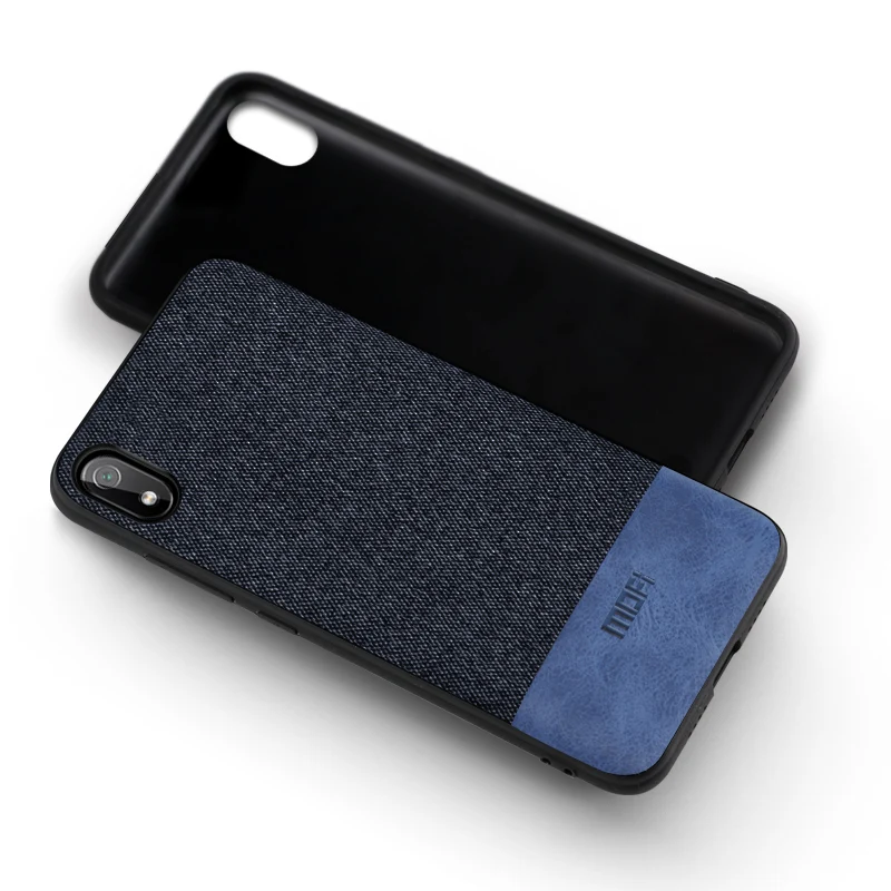 Для Xiaomi Redmi 7A чехол противоударный чехол MOFi Redmi 7A capas coque защитный хлопковый тканевый деловой чехол - Цвет: dark blue with blue