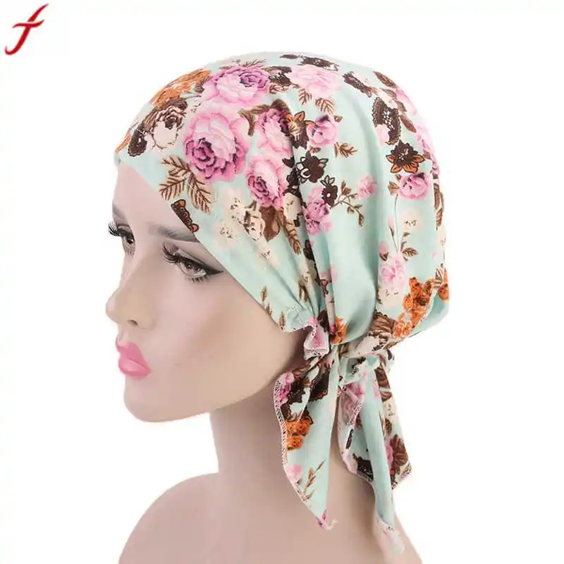Осенне-весенняя женская шапочка с цветочным принтом, с рюшами, раковая химиотерапия шляпа, шапочка, шарф, тюрбан, головной убор, шапка, chapeu feminino - Цвет: K