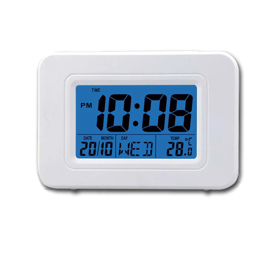 

Blue Backlight Calendar Temperature Display Table Modern Desktop Time Watch Digital Alarm Snooze Clock Electronic Thermometer