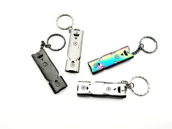 

DHL 1000pcs High Decibel Portable Keychain Whistle Stainless Steel Double Pipe Emergency Survival Whistle Multifunction Tool