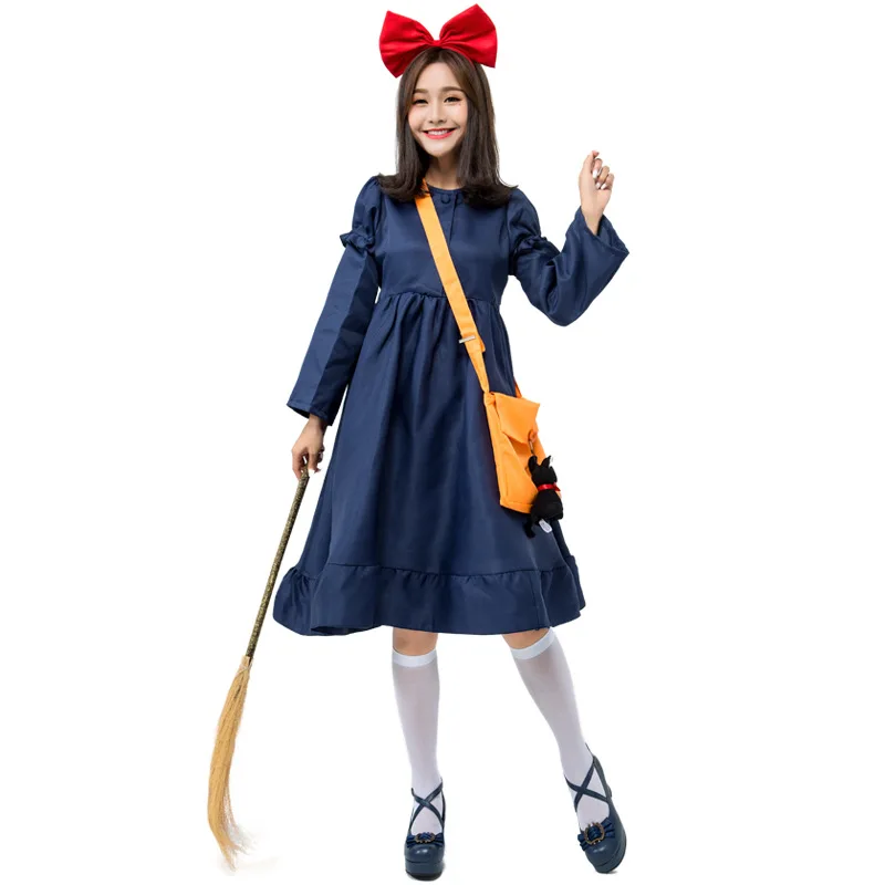 Аниме Кики услуги доставки Косплей Костюм Платье «Kiki» головной убор сумка для взрослых для девочек костюм на Хэллоуин сценические вечерние маскарадные костюмы