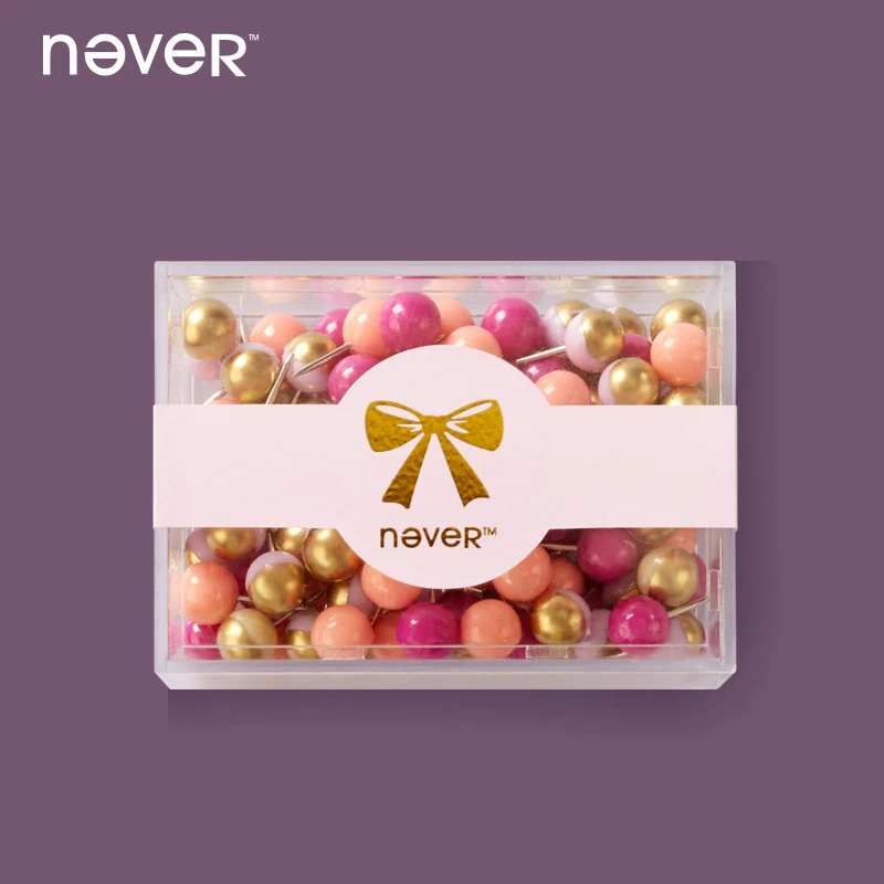 

JIANWU/ Pink purple series Lovely and exquisite Thumbtack pellet pin Office lady style Office stationery set