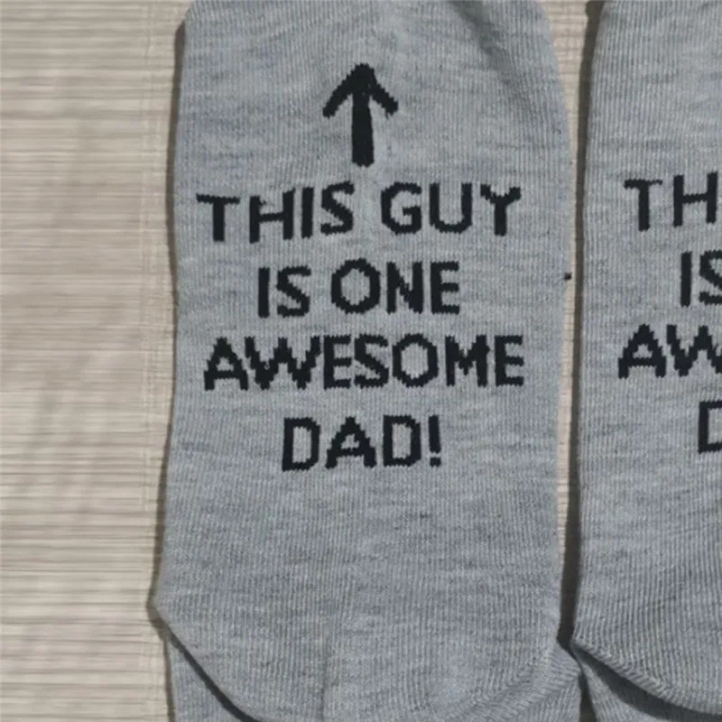 Men 'Awesome Dad' Father Gift Letter Print Funny Mid Short Socks 16