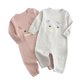 

2019 warm Knitted baby boys girls romper clothes long-sleeve rabbit Newborn baby Romper jumpsuit roupas de girl