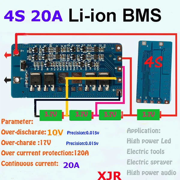 4S 20A lipo lithium Polymer BMS/PCM/PCB battery protection board for 4