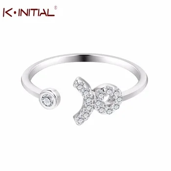 Kinitial 1Pcs New Constellation Zodiac 925 Silver Opening Female Ring Jewelry Fashion Finger Adjustable Zircon Taurus Ring
