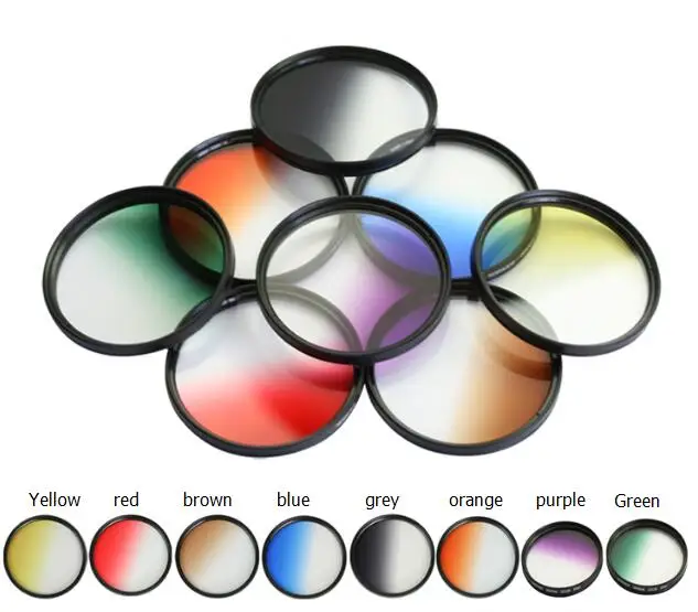 49 52 77 mm Graduated Gray Blue Orange Red GND Filter Graduated Neutral