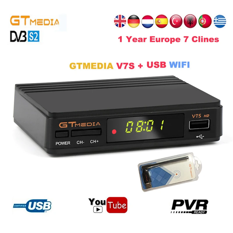 Gtmedia v7s hd Satellite font b Receiver b font dvb s2 FTA 1080P receptor Digital Satellite