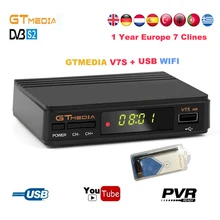 Gtmedia v7s hd Satellite Receiver dvb-s2 FTA 1080P receptor Digital Satellite TV receiver Support Youtube set top box+USB WIFI