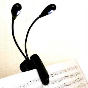 

Black Clip on 2 Dual Arms 2 LED Flexible Book Music Stand Light Lamp