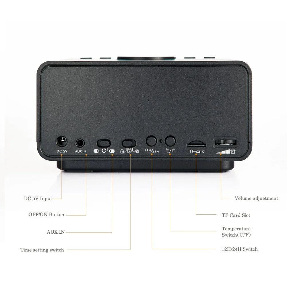 Умный bluetooth-динамик электронный будильник USB зарядка, функция воспроизведения музыки большой светодиодный дисплей, радио, подсветка