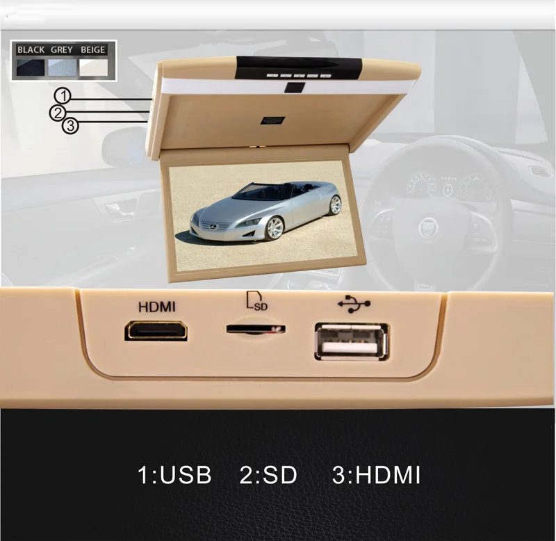 Cemicen 17,3 дюймов Автомобильная крыша флип-Маунт монитор Поддержка HD 1080P IR/FM передатчик USB SD HDMI Встроенный динамик/микрофон