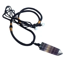 Красочная флюоритовая колонна с двойным заостренным маленьким подвесным ожерельем, шестипризмовый камень, полированный энергетический шпагат, Exquisi